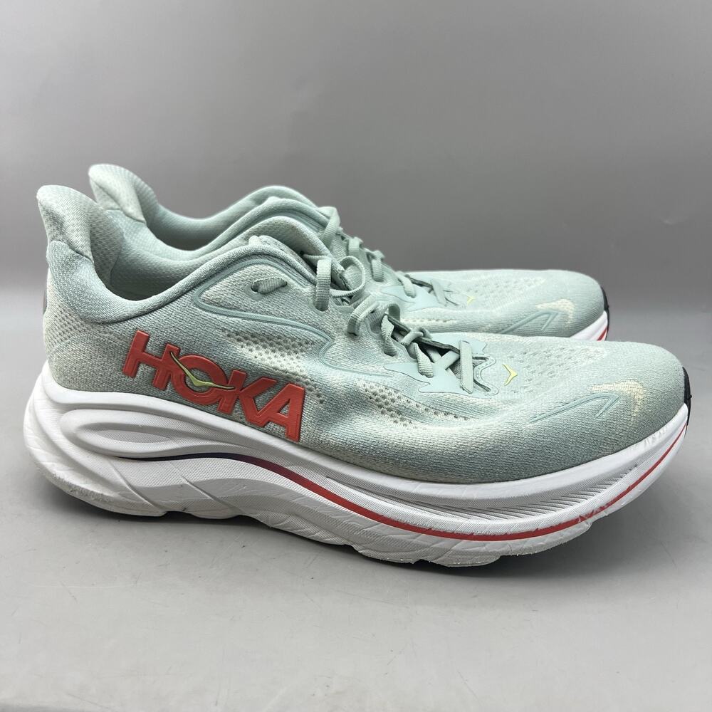 Hoka One One Clifton 10 Running Shoes Men Size 11.5 D Green Comfort Sneakers